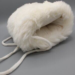 Girls White Fur Muff Hand Warmer Faux